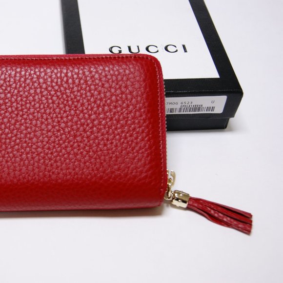 Gucci Soho Red Leather Zip Around Wallet Purse - Picture 5 of 7